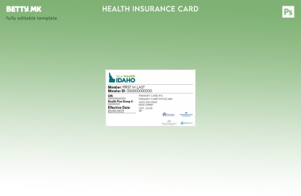 Шаблон за картичка за здравствено осигурување во Ајдахо во модерен стил